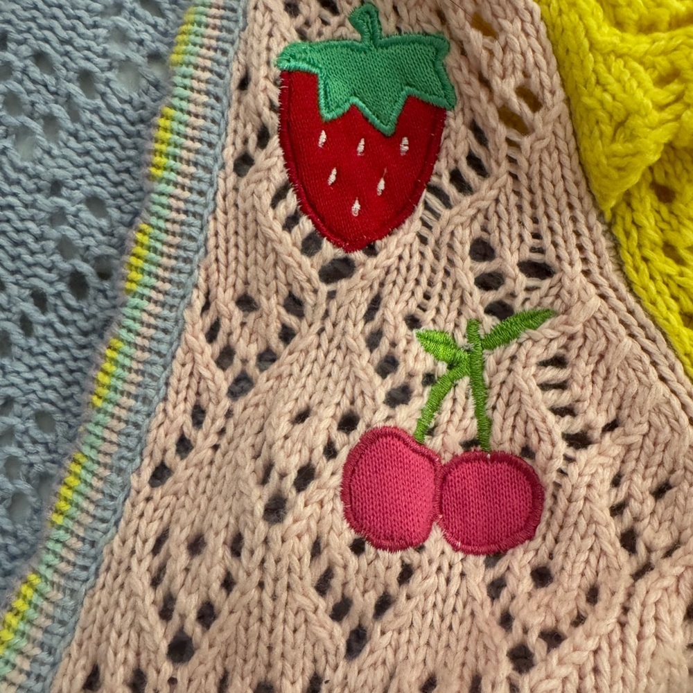 Sweet, Bright, Playful LoveShackFancy Pastel Patchwork Crochet Cardigan - Picture 7 of 9